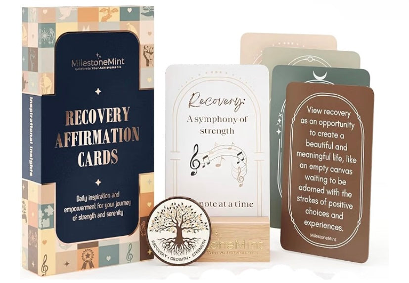 Recovery & Sobriety Affirmation Card Deck 50 Pack Double Sided
