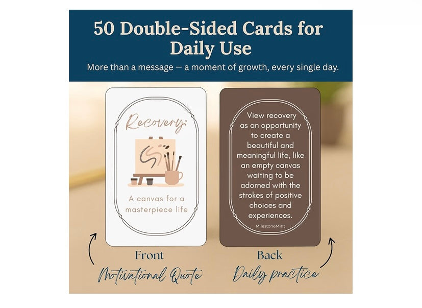 Recovery & Sobriety Affirmation Card Deck 50 Pack Double Sided