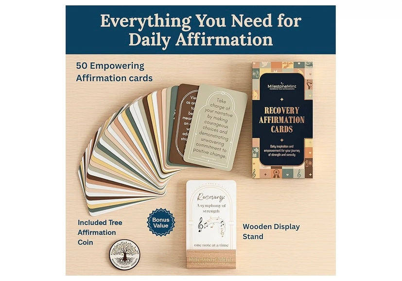 Recovery & Sobriety Affirmation Card Deck 50 Pack Double Sided