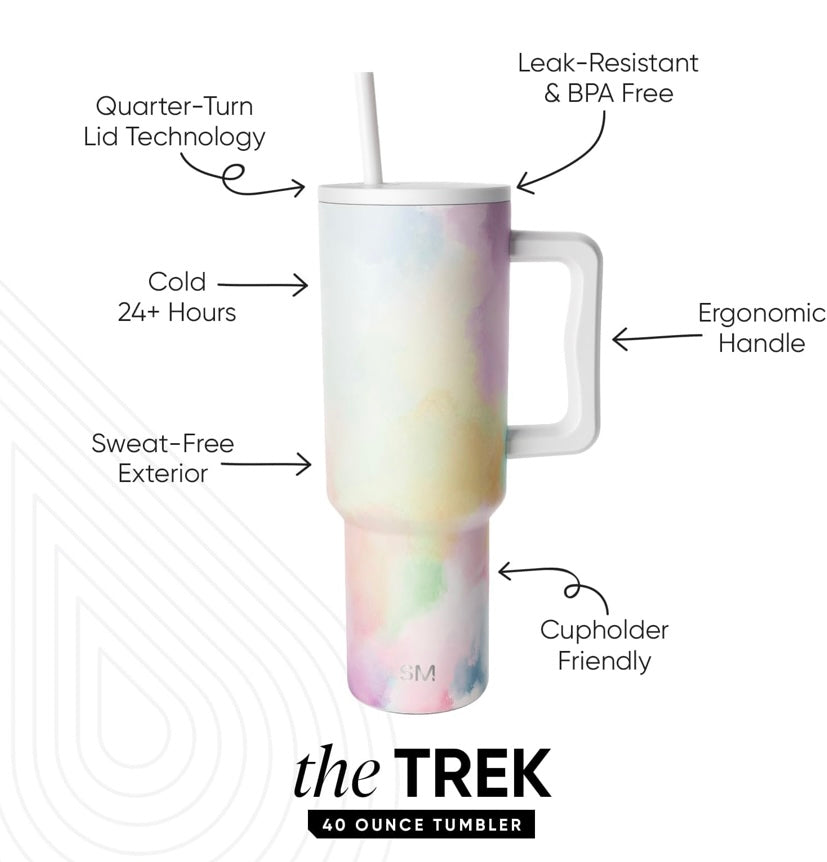 Simple Modern Trek Tumbler 40 oz Cotton Candy Tie Dye