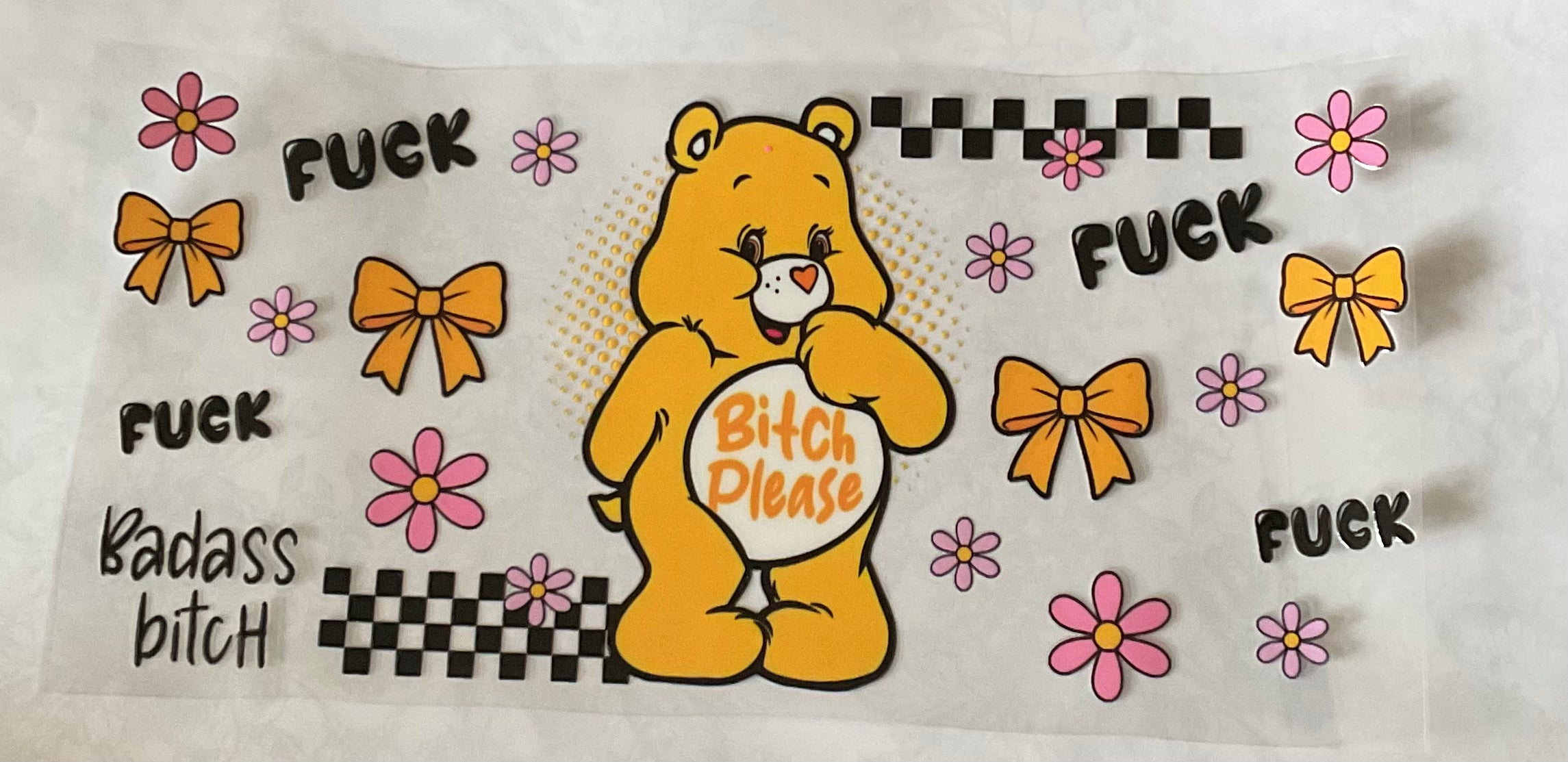 Yellow Care Bear Bitch Please Cup Decal