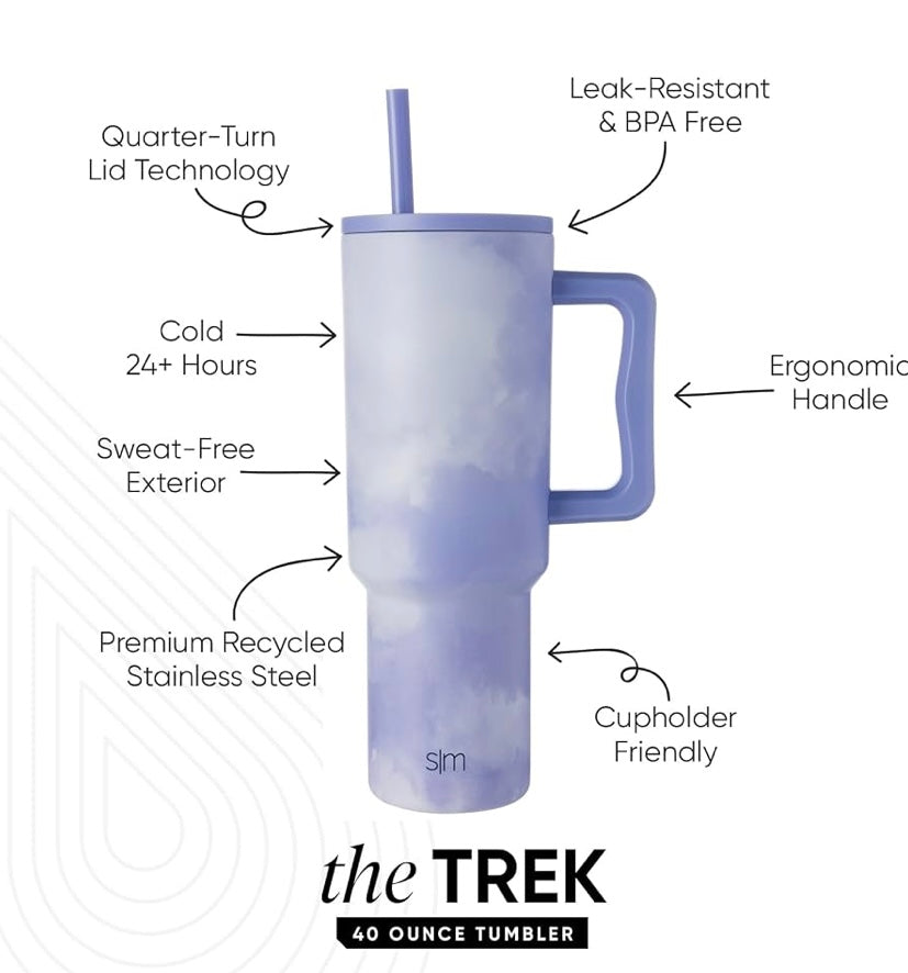 Simple Modern Trek Tumbler 40 oz Whimsical Tie Dye