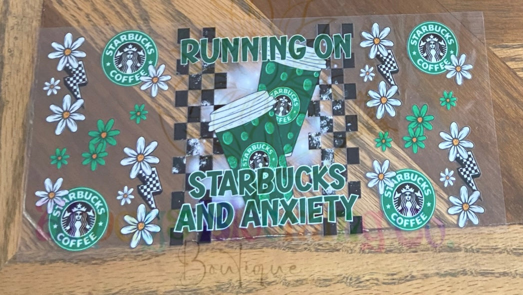 Running On Starbucks & Anxiety Cup Decal